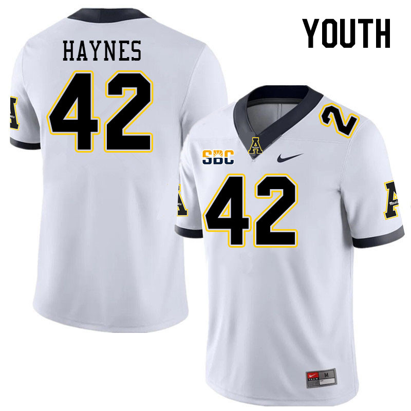 Youth #24 Cahari Haynes Appalachian State Mountaineers College Football Jerseys Stitched Sale-White - Click Image to Close
